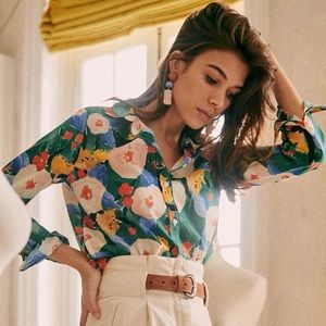 Sezane Pierro Shirt in Delphe Print Sz 6/38